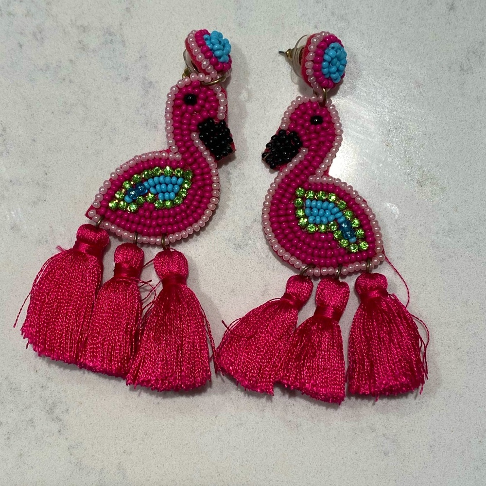 Handmade flamingo earrings
